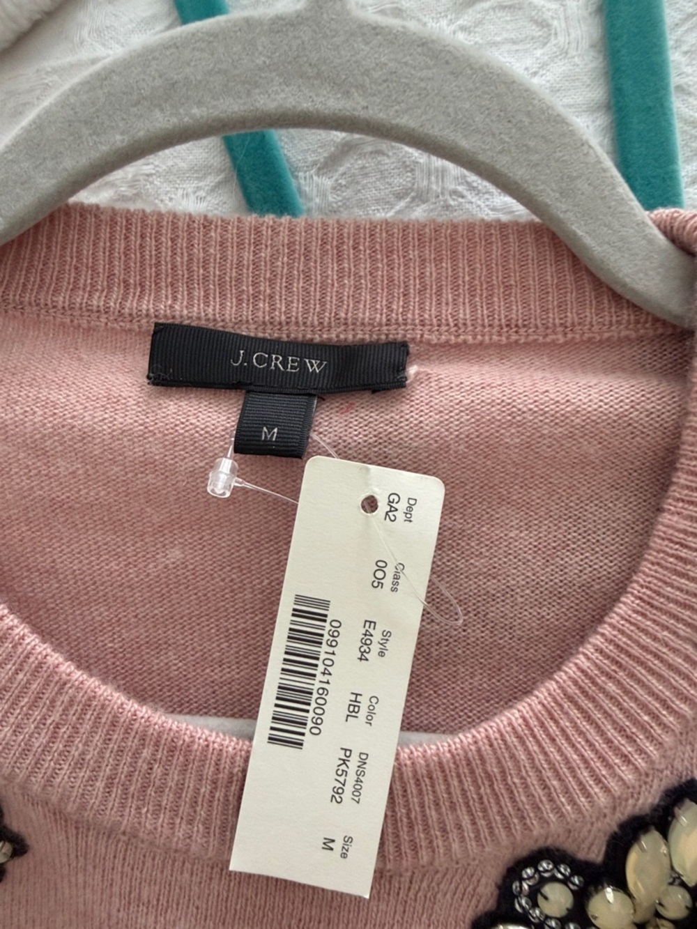 J. CrewEmbellished Pink Crewneck Sweater - Picture 4 of 4